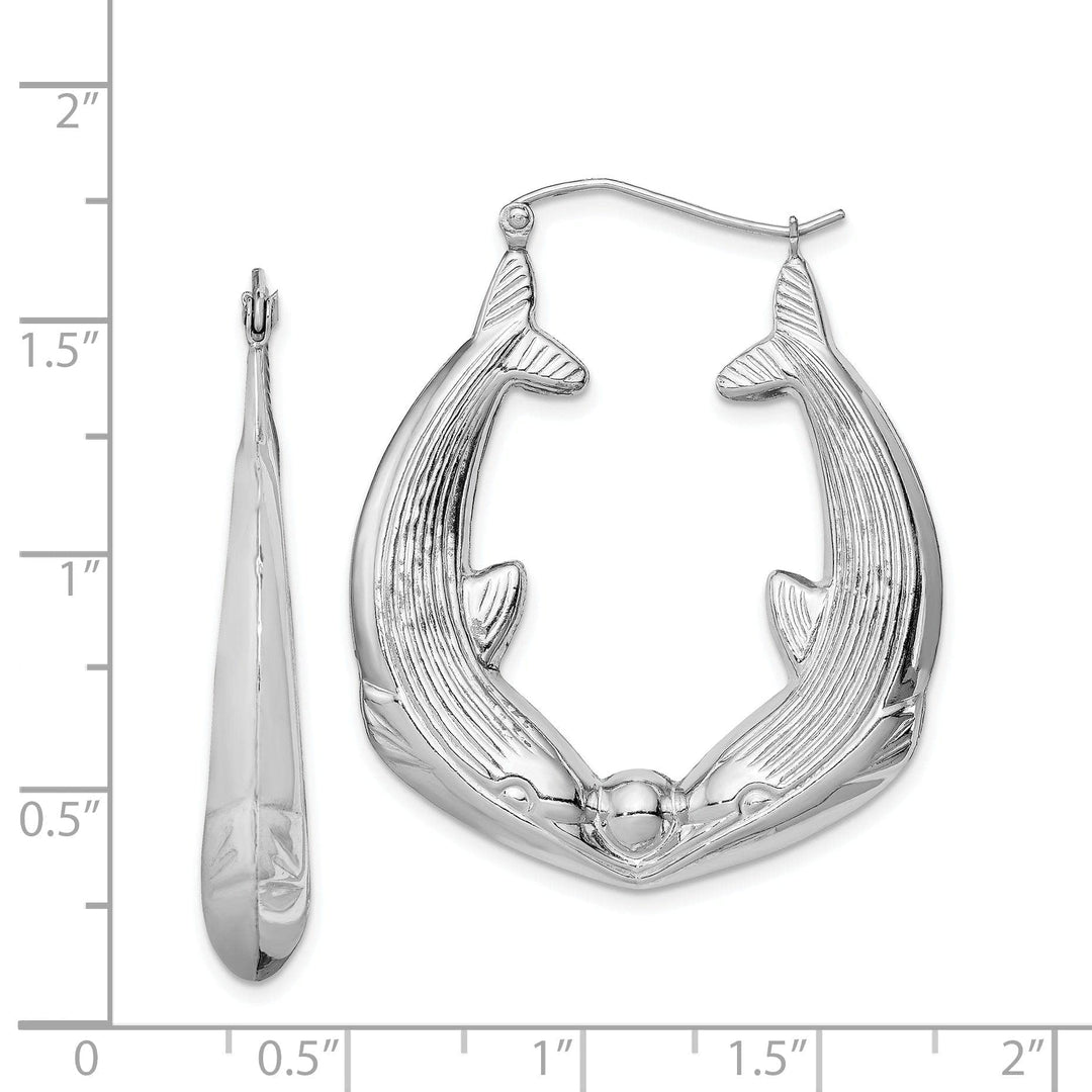 Lovely Rita's Earrings Sterling Silver Kissing Dolphin Hoop Earrings