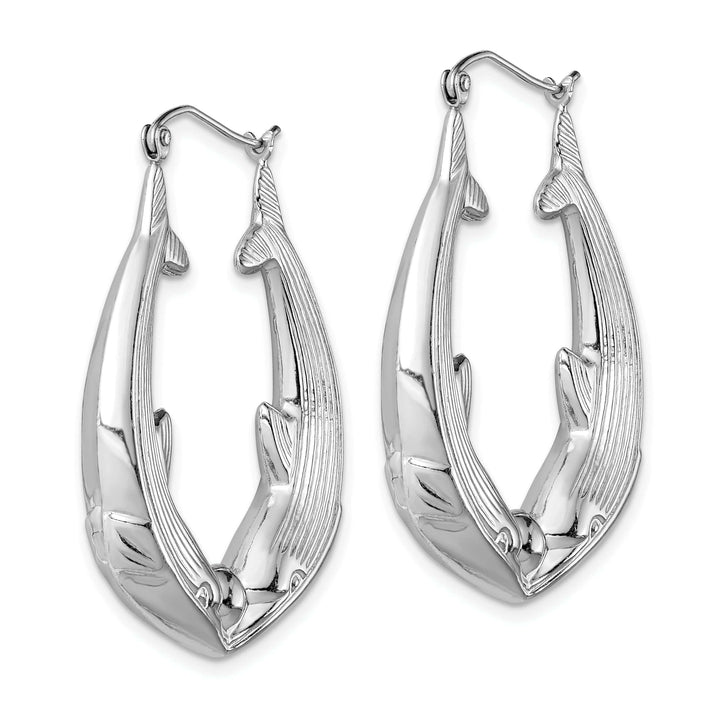Lovely Rita's Earrings Sterling Silver Kissing Dolphin Hoop Earrings