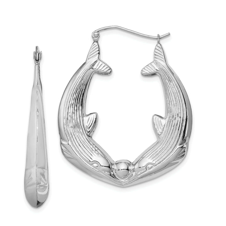 Lovely Rita's Earrings Sterling Silver Kissing Dolphin Hoop Earrings