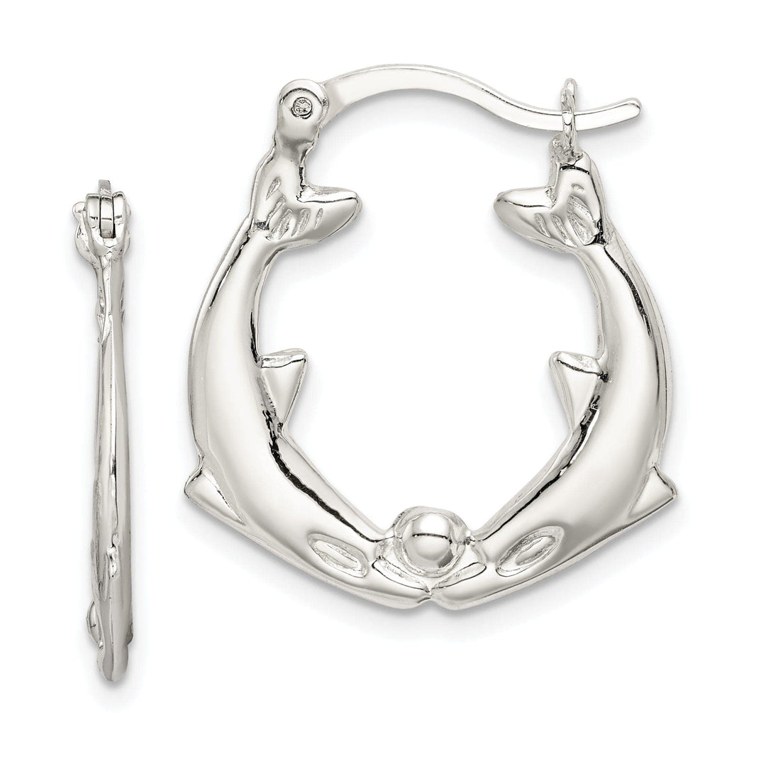 Lovely Rita's Earrings Sterling Silver Kissing Dolphins Hoop Earrings