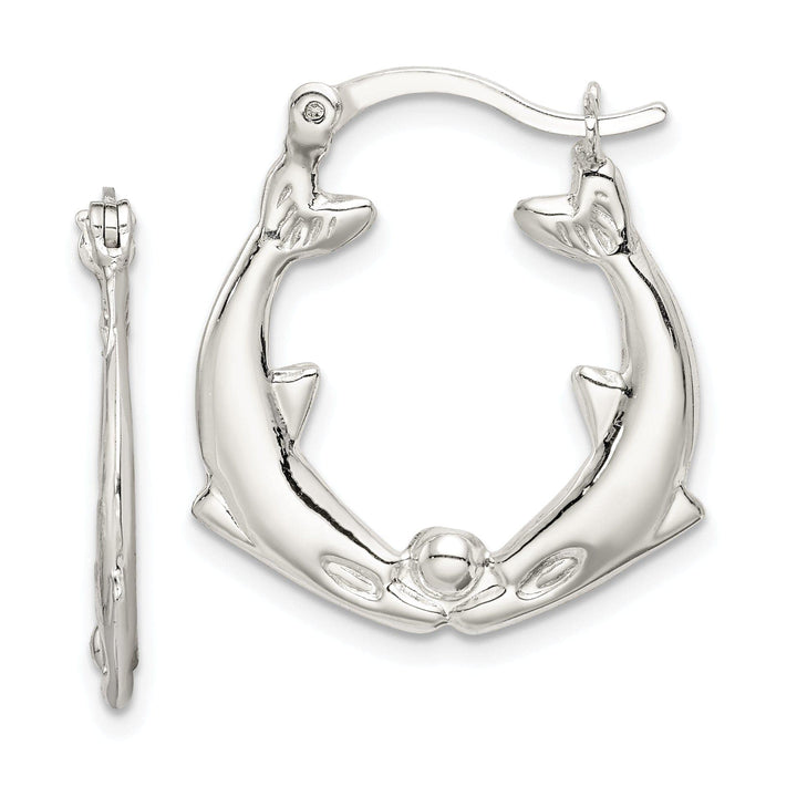 Lovely Rita's Earrings Sterling Silver Kissing Dolphins Hoop Earrings