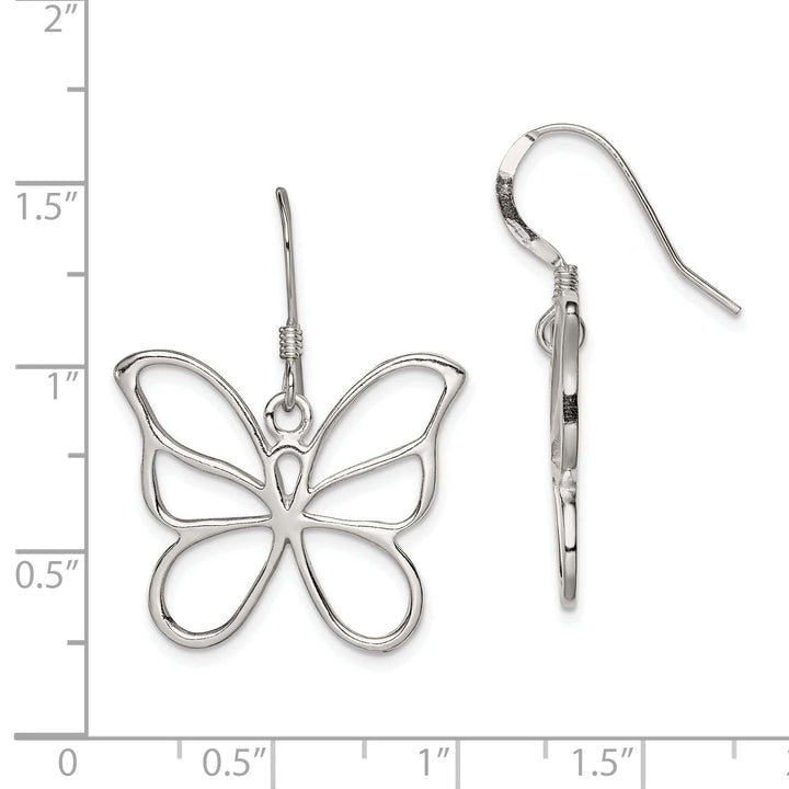 Lovely Rita's Earrings Sterling Silver Large Butterfly Dangle Earrings