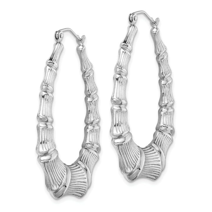 Lovely Rita's Earrings Sterling Silver Oval Bamboo Hoop Earrings
