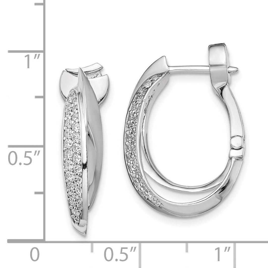 Sterling Shimmer Earrings Sterling Silver Oval Double Hoop Earrings