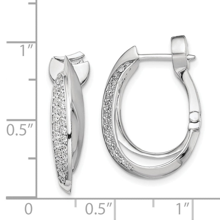 Sterling Shimmer Earrings Sterling Silver Oval Double Hoop Earrings