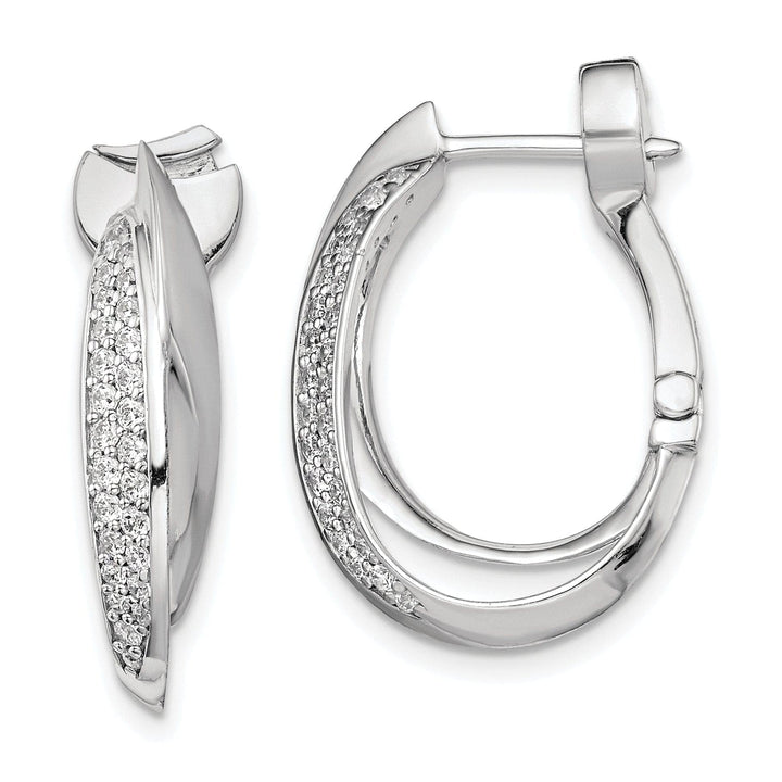 Sterling Shimmer Earrings Sterling Silver Oval Double Hoop Earrings