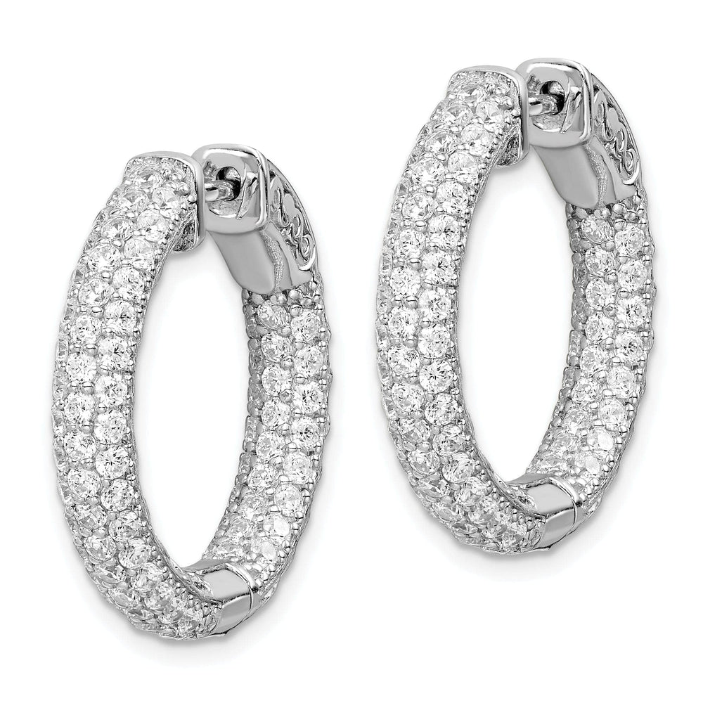Sterling Shimmer Earrings Sterling Silver Pave CZ Hoop Earrings