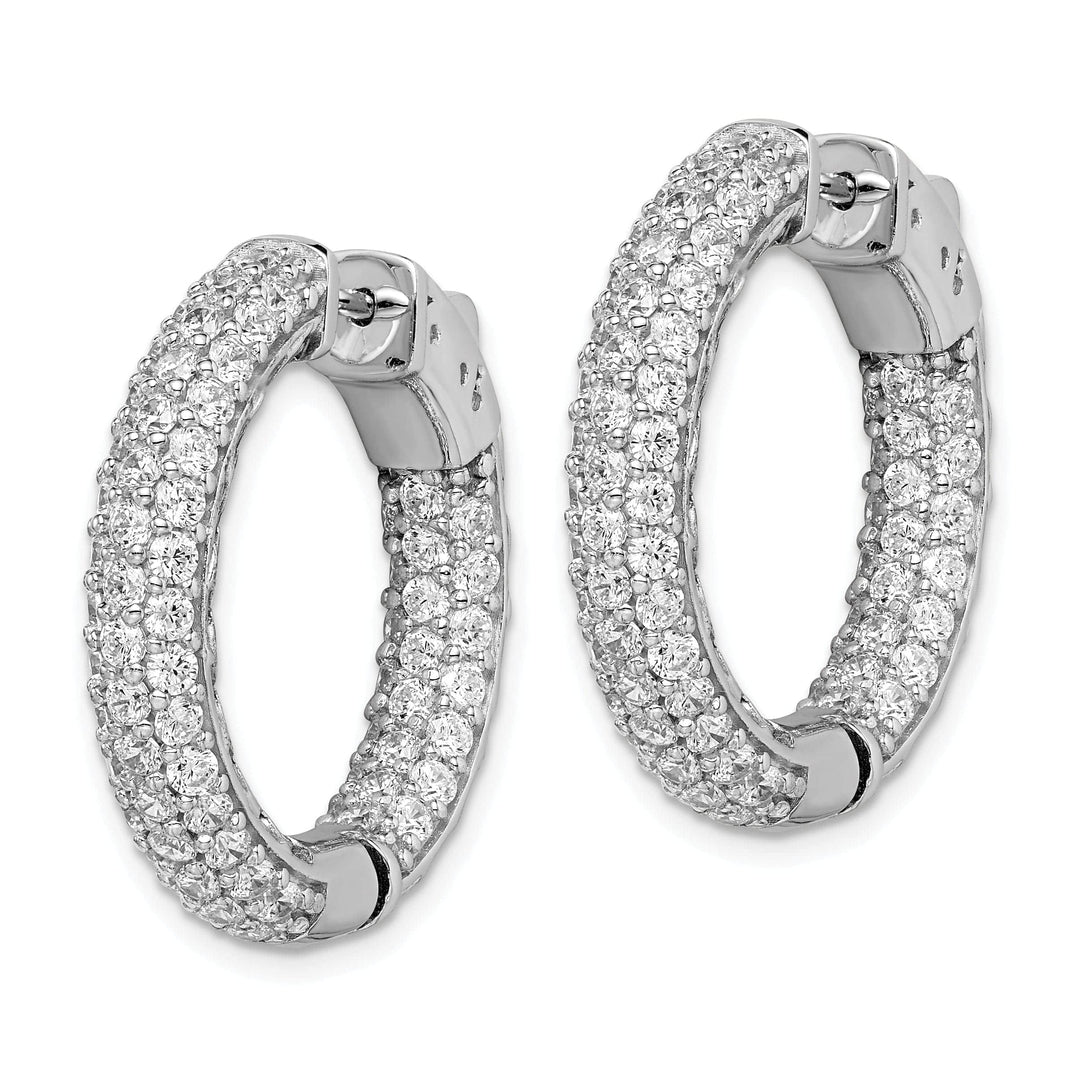 Sterling Shimmer Earrings Sterling Silver Pave CZ Hoop Earrings