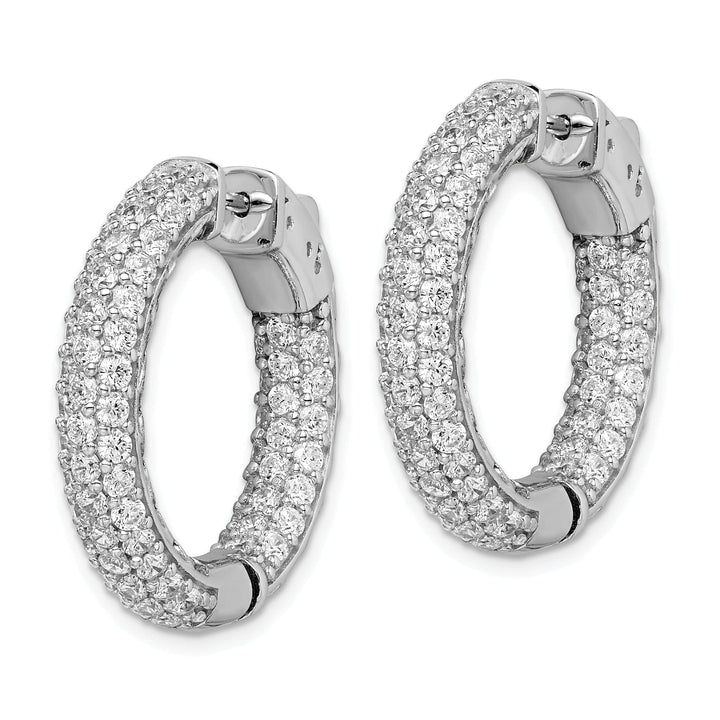 Sterling Shimmer Earrings Sterling Silver Pave CZ Hoop Earrings