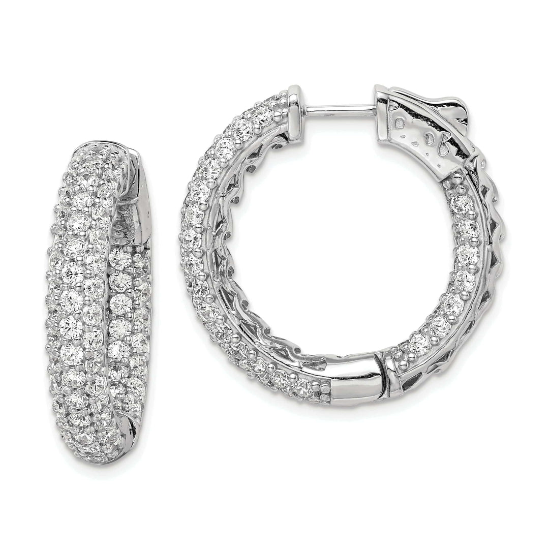 Sterling Shimmer Earrings Sterling Silver Pave CZ Hoop Earrings