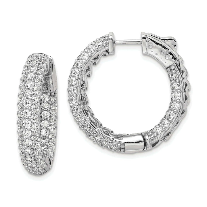 Sterling Shimmer Earrings Sterling Silver Pave CZ Hoop Earrings