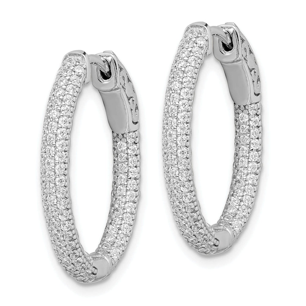 Sterling Shimmer Earrings Sterling Silver Pave Oval Hoop Earrings