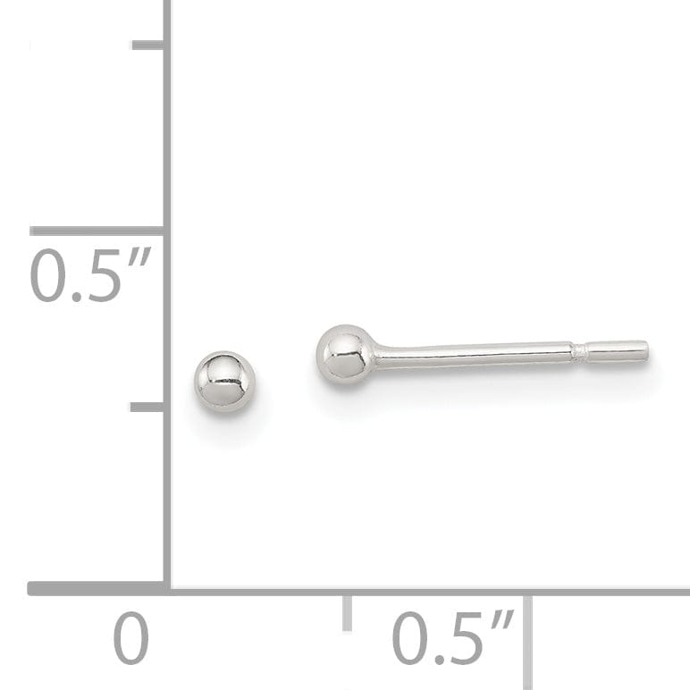 Lovely Rita's Earrings Sterling Silver Polished 2MM Ball Post Earrings