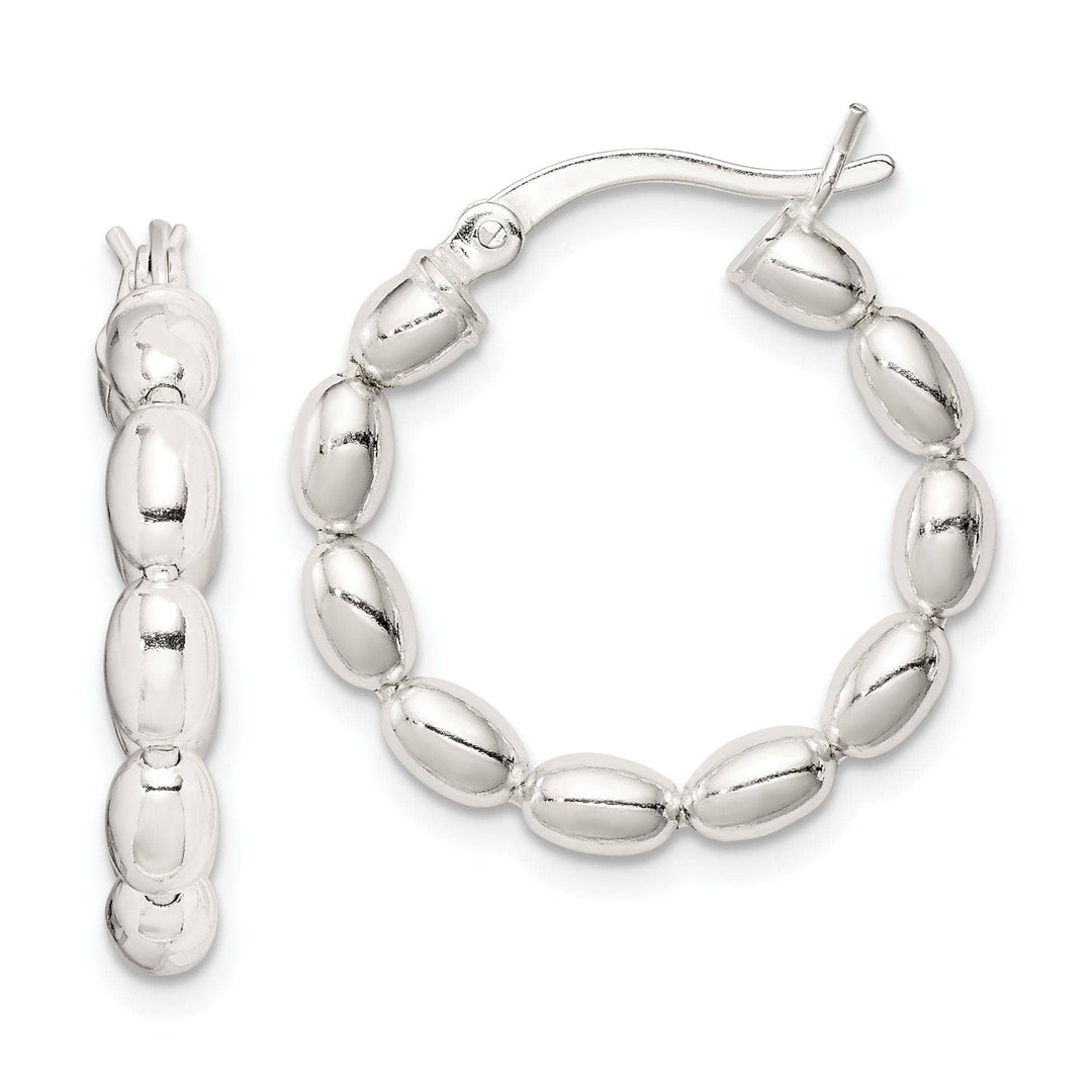 Lovely Rita's Earrings Sterling Silver Polished Beaded Hoop Design Earrings
