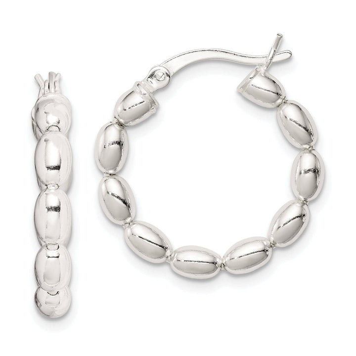Lovely Rita's Earrings Sterling Silver Polished Beaded Hoop Design Earrings