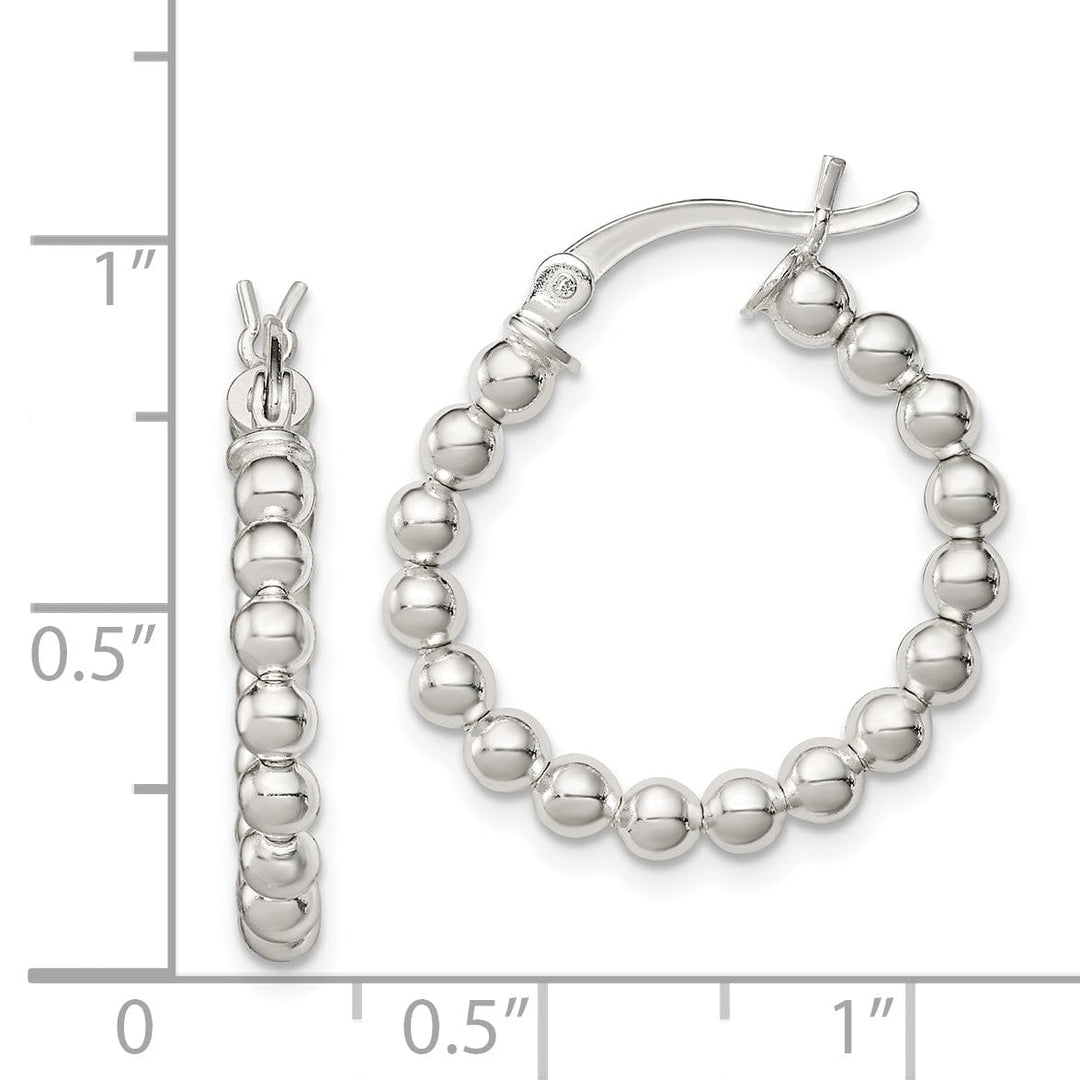 Lovely Rita's Earrings Sterling Silver Polished Beaded Hoop Earrings