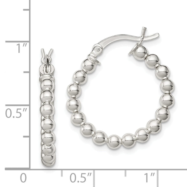 Lovely Rita's Earrings Sterling Silver Polished Beaded Hoop Earrings