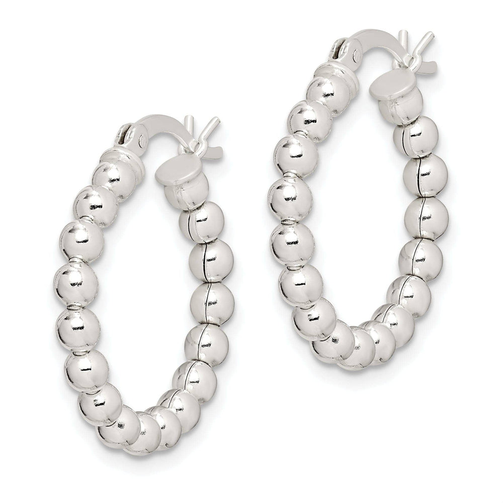 Lovely Rita's Earrings Sterling Silver Polished Beaded Hoop Earrings