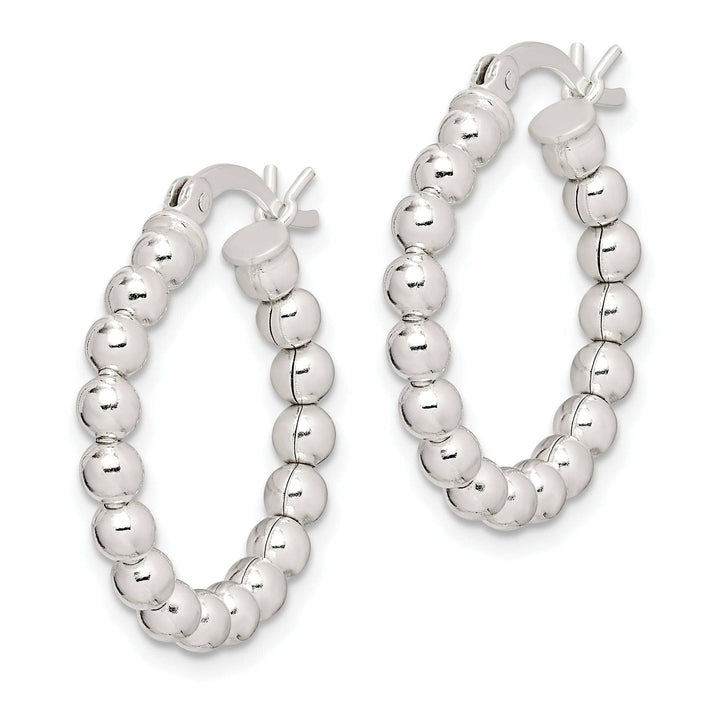 Lovely Rita's Earrings Sterling Silver Polished Beaded Hoop Earrings