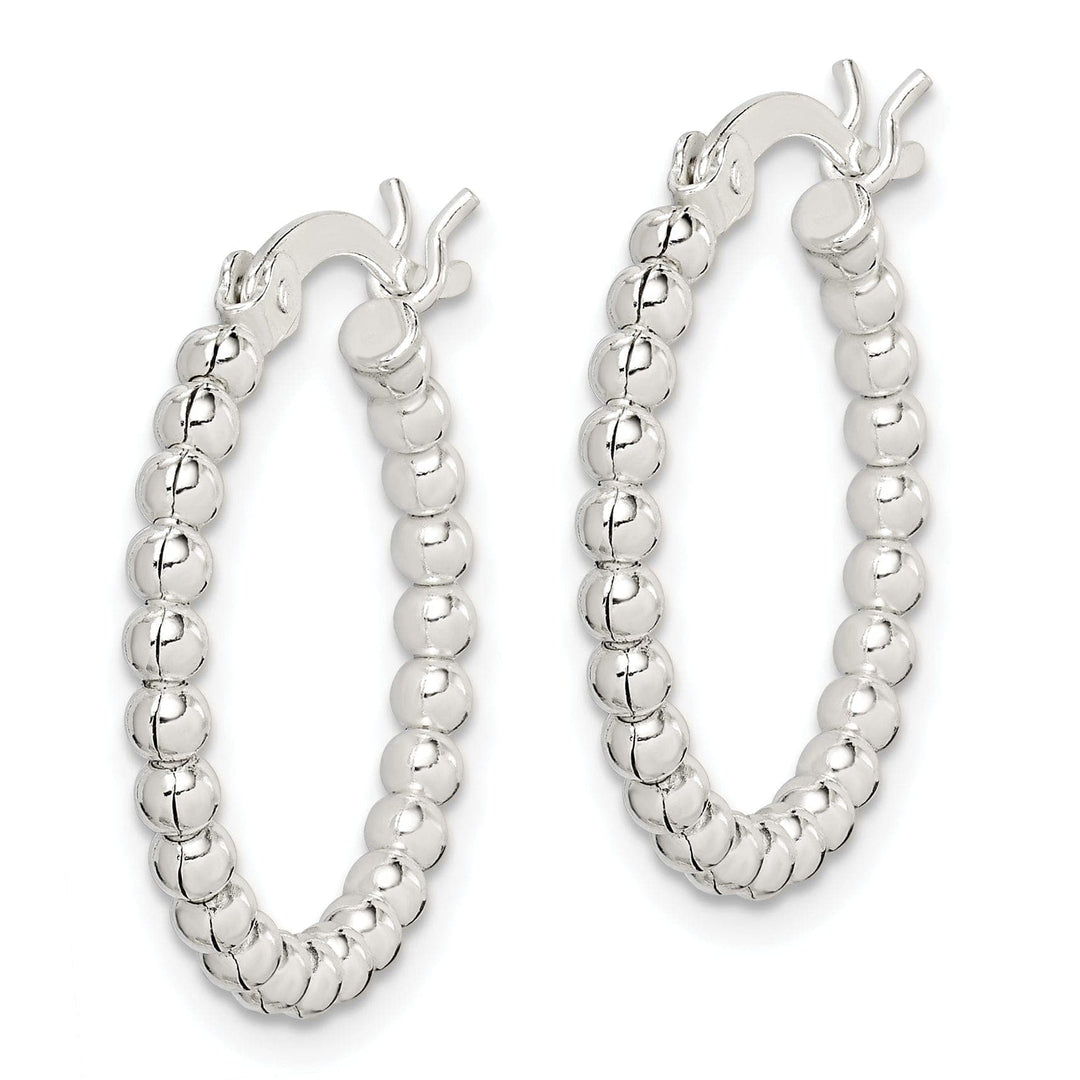 Lovely Rita's Earrings Sterling Silver Polished Beaded Hoop Earrings