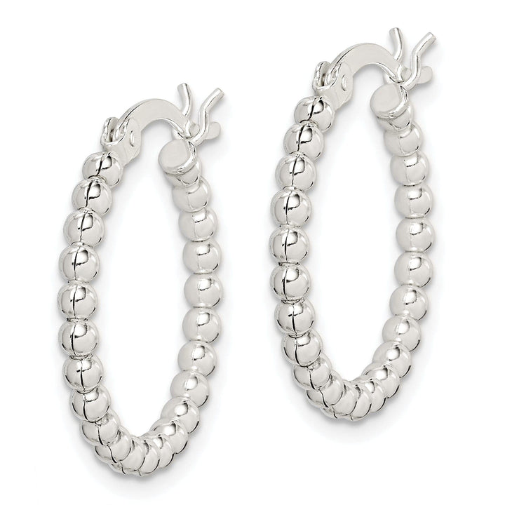 Lovely Rita's Earrings Sterling Silver Polished Beaded Hoop Earrings