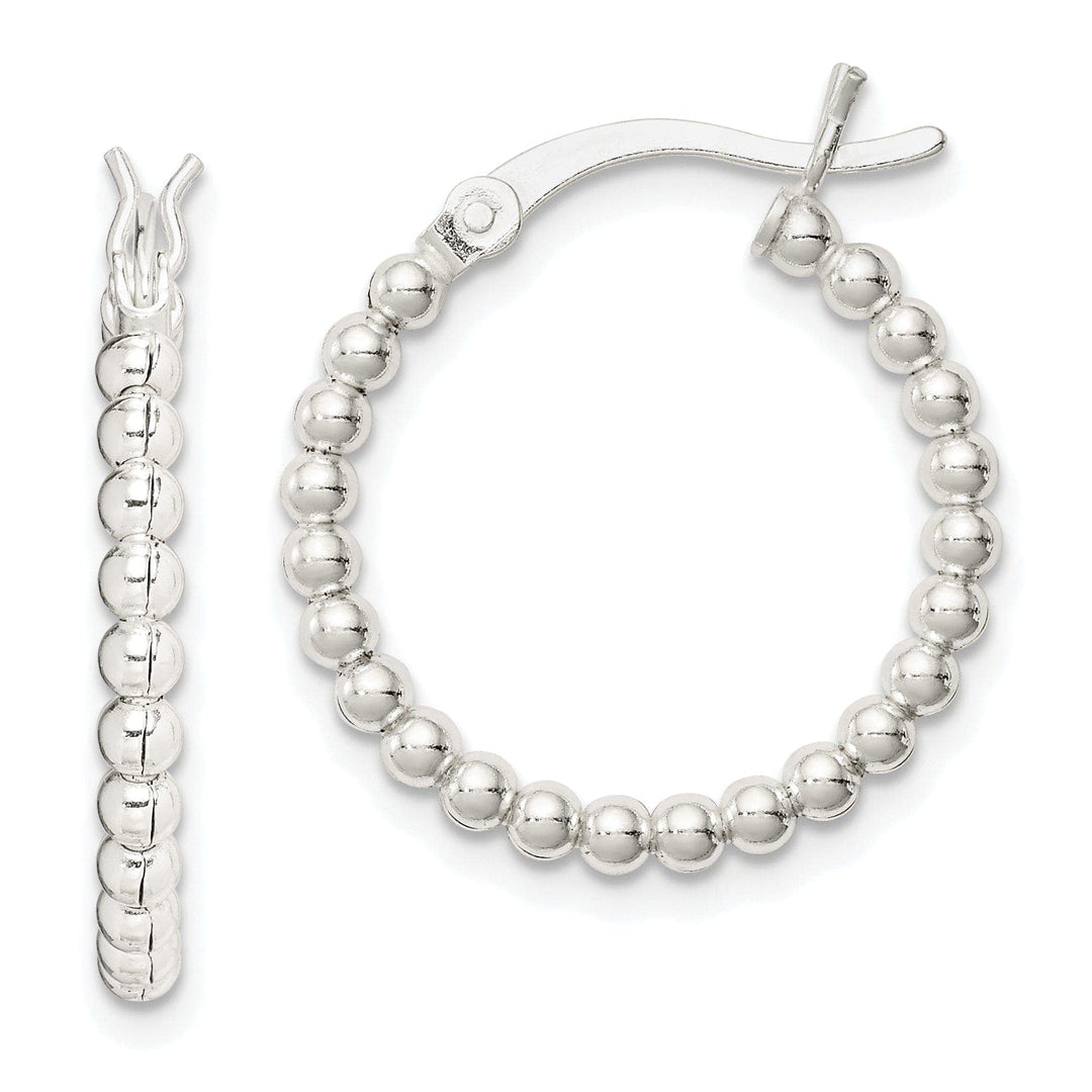 Lovely Rita's Earrings Sterling Silver Polished Beaded Hoop Earrings