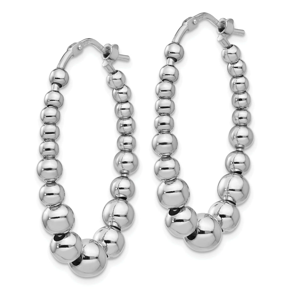 Lovely Rita's Earrings Sterling Silver Polished Beaded Hoop Earrings