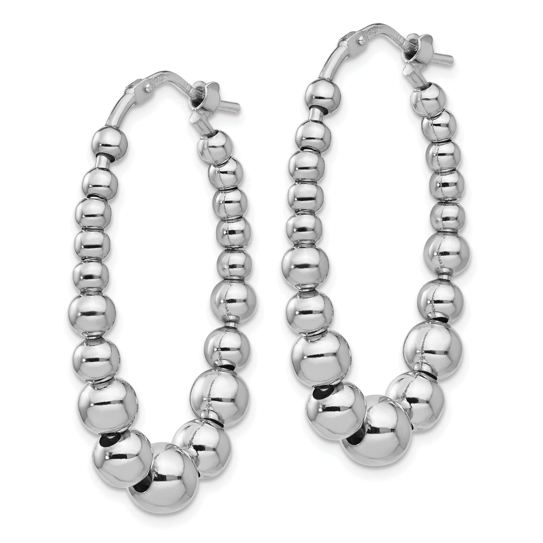 Lovely Rita's Earrings Sterling Silver Polished Beaded Hoop Earrings