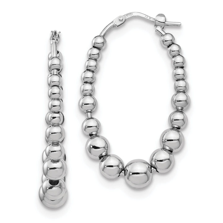 Lovely Rita's Earrings Sterling Silver Polished Beaded Hoop Earrings
