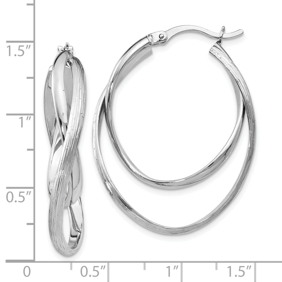 Lovely Rita's Earrings Sterling Silver Polished Textured Hoop Earrings