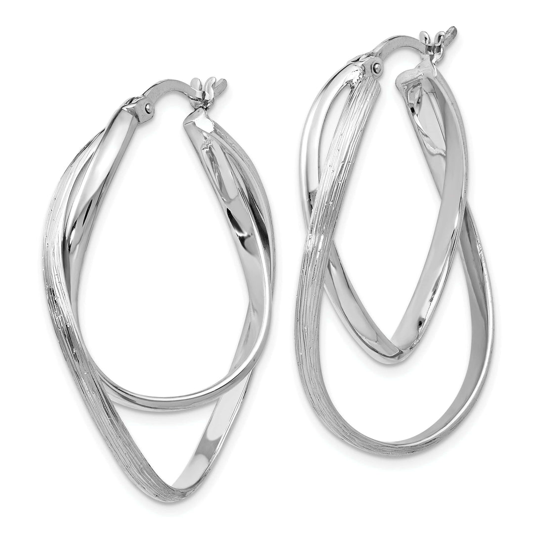Lovely Rita's Earrings Sterling Silver Polished Textured Hoop Earrings