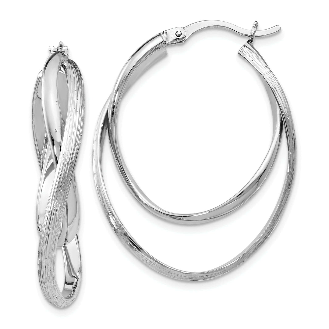 Lovely Rita's Earrings Sterling Silver Polished Textured Hoop Earrings