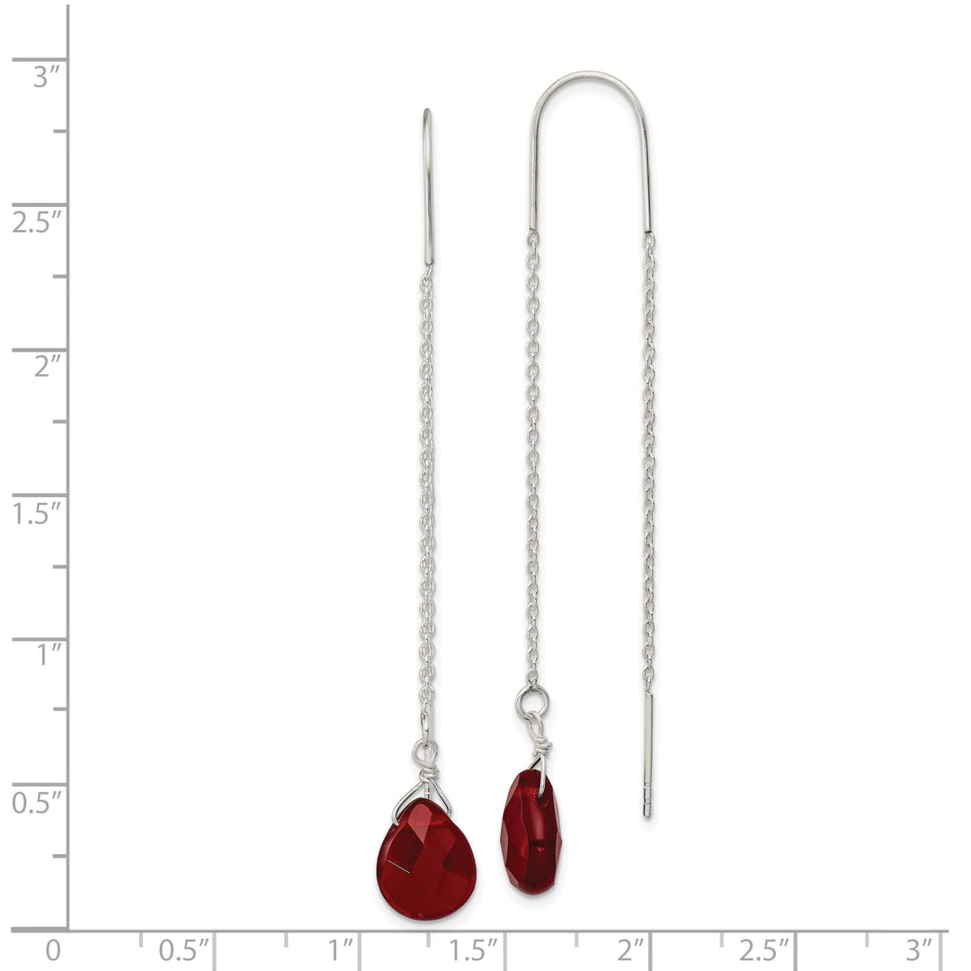 Lovely Rita's Earrings Sterling Silver Red Crystal Threader Earrings
