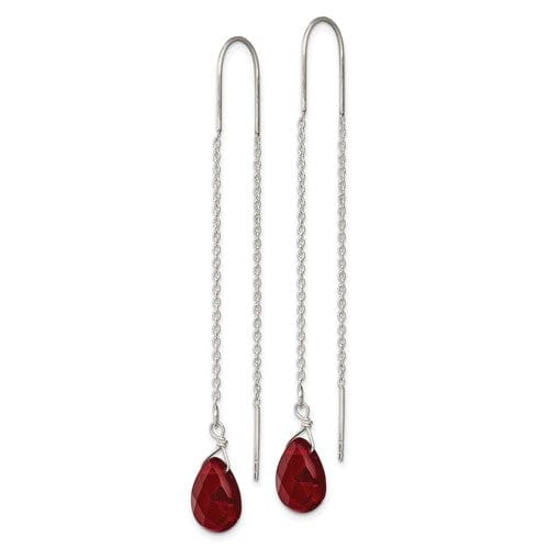 Lovely Rita's Earrings Sterling Silver Red Crystal Threader Earrings