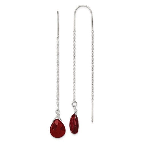Lovely Rita's Earrings Sterling Silver Red Crystal Threader Earrings