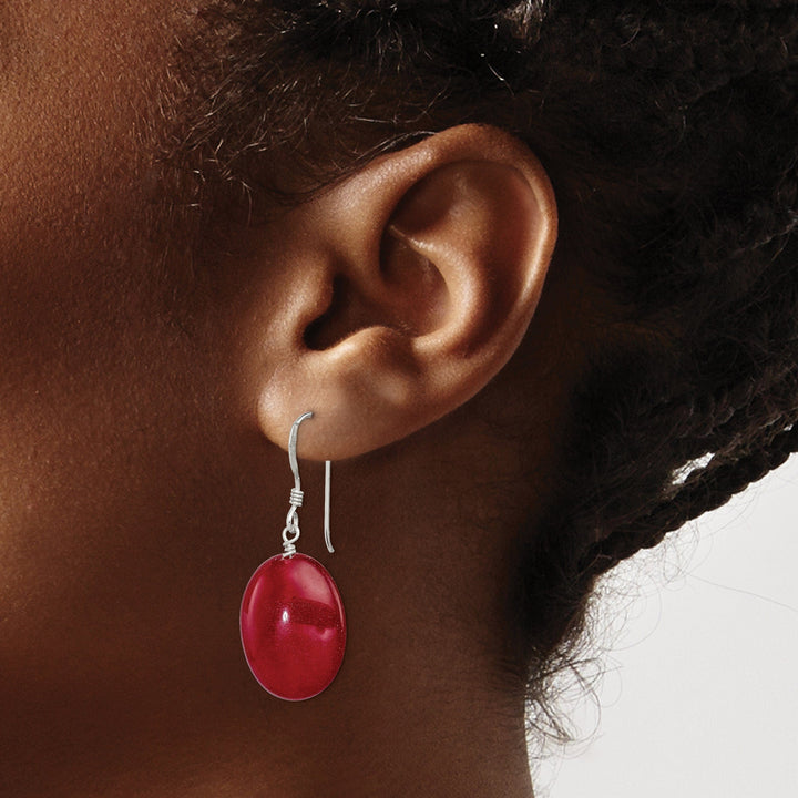 Lovely Rita's Earrings Sterling Silver Red Jade Dangle Earrings