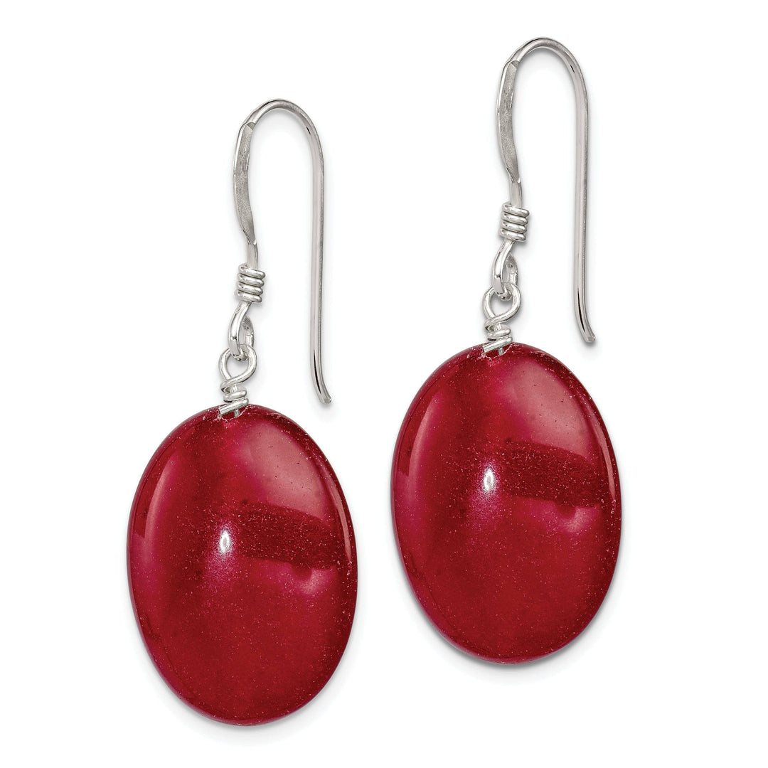 Lovely Rita's Earrings Sterling Silver Red Jade Dangle Earrings