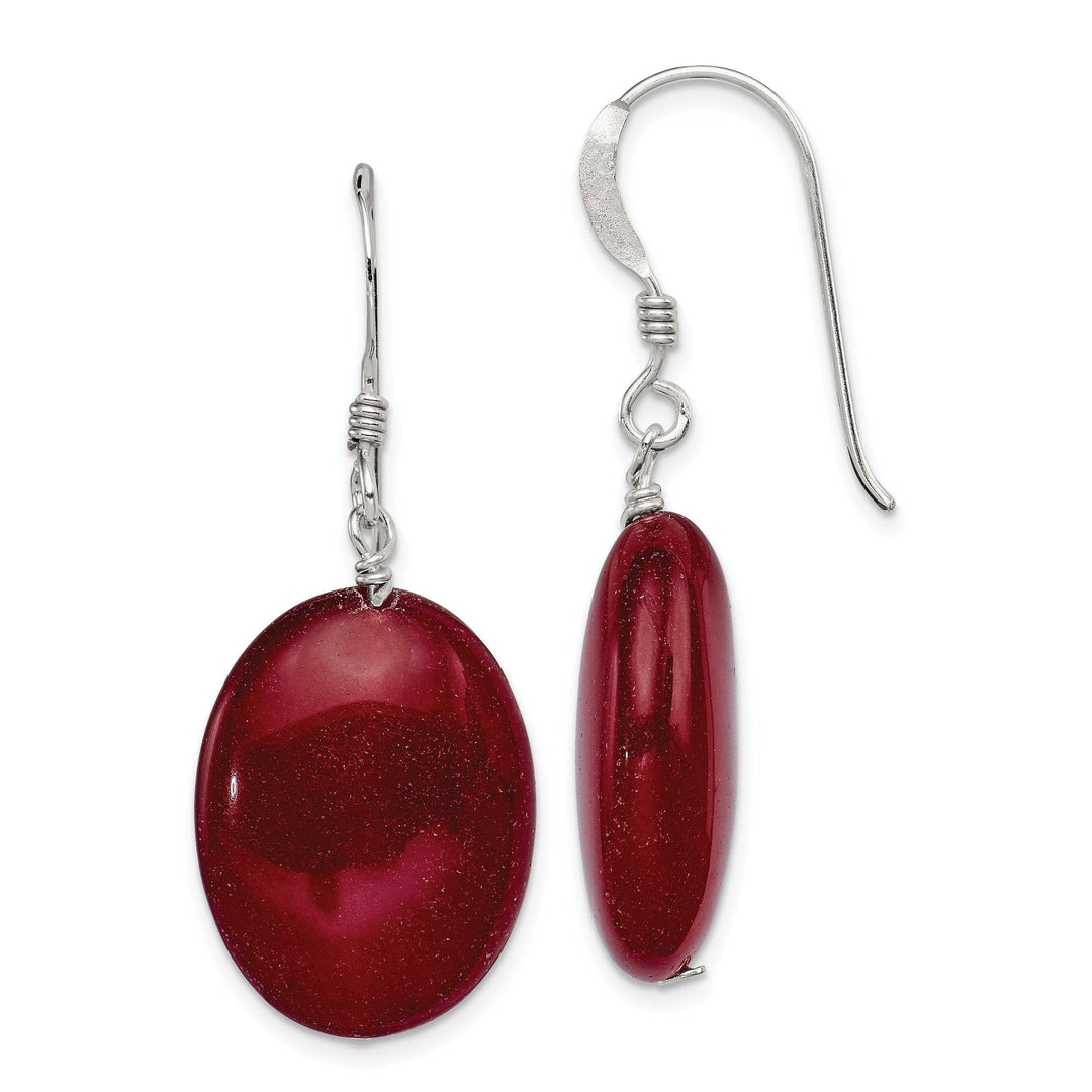 Lovely Rita's Earrings Sterling Silver Red Jade Dangle Earrings