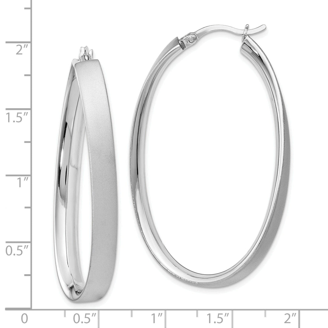 Lovely Rita's Earrings Sterling Silver Rhodium Satin Oval Hoop Earrings