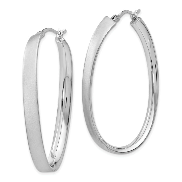 Lovely Rita's Earrings Sterling Silver Rhodium Satin Oval Hoop Earrings