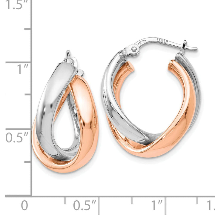 Lovely Rita's Earrings Sterling Silver Rose Gold Double Hoop Earrings