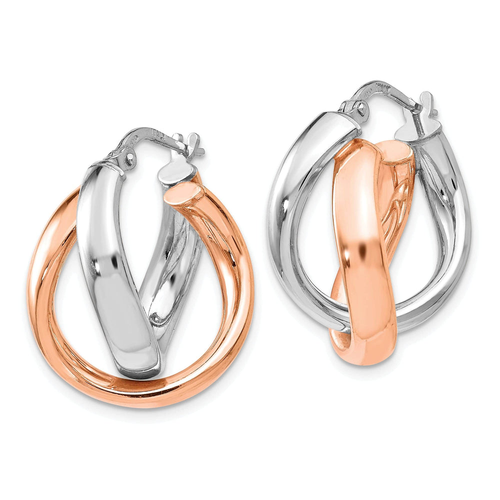 Lovely Rita's Earrings Sterling Silver Rose Gold Double Hoop Earrings