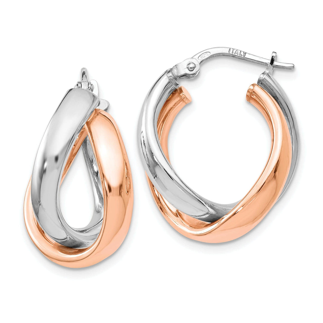 Lovely Rita's Earrings Sterling Silver Rose Gold Double Hoop Earrings