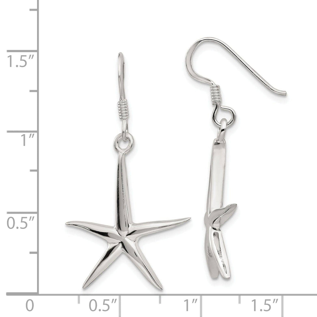 Lovely Rita's Earrings Sterling Silver Star Fish Dangle Earrings