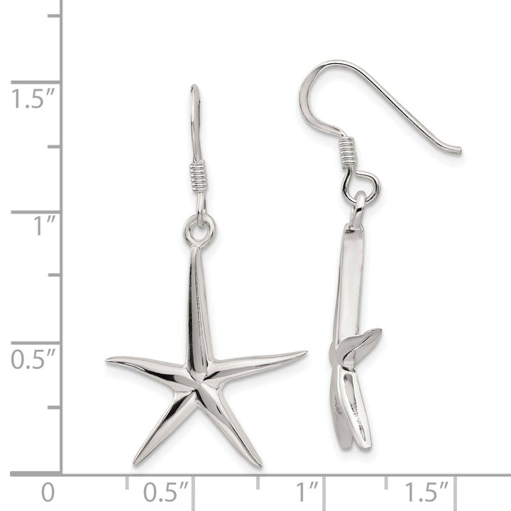 Lovely Rita's Earrings Sterling Silver Star Fish Dangle Earrings