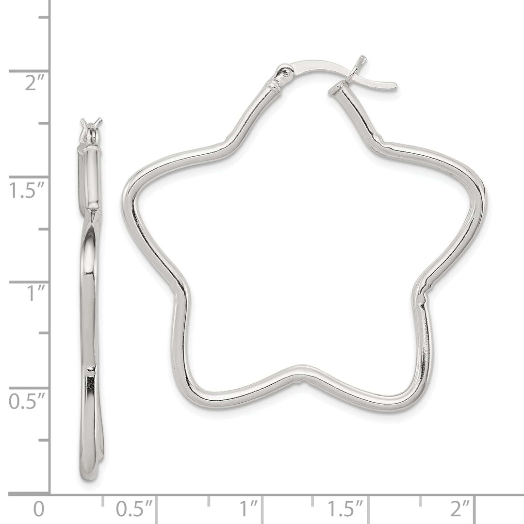 Lovely Rita's Earrings Sterling Silver Star Tube Hoop Earrings