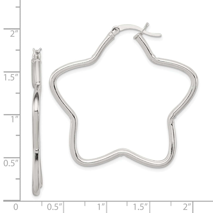 Lovely Rita's Earrings Sterling Silver Star Tube Hoop Earrings