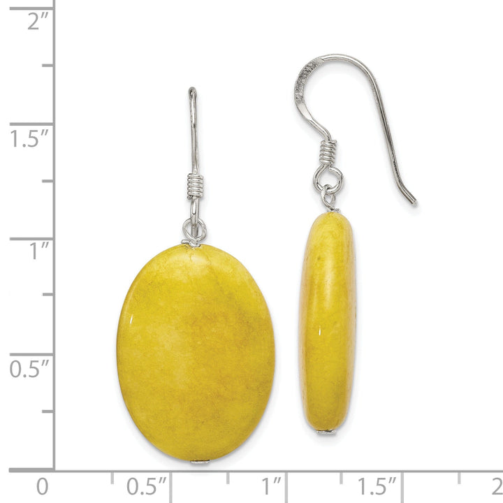 Lovely Rita's Earrings Sterling Silver Yellow Jade Dangle Hook Earring