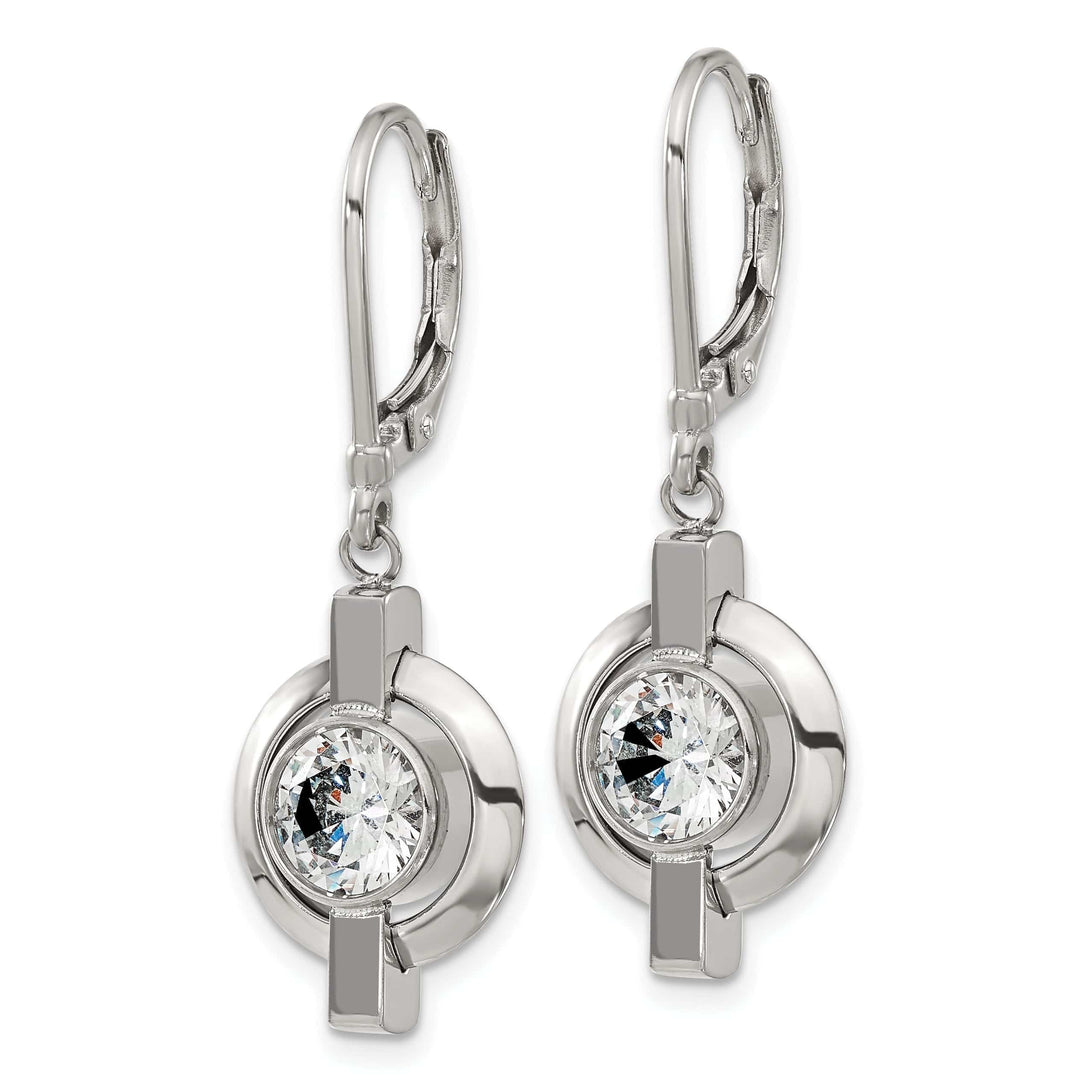 Chisel Earrings Titanium cubic zirconia leverback Earrings