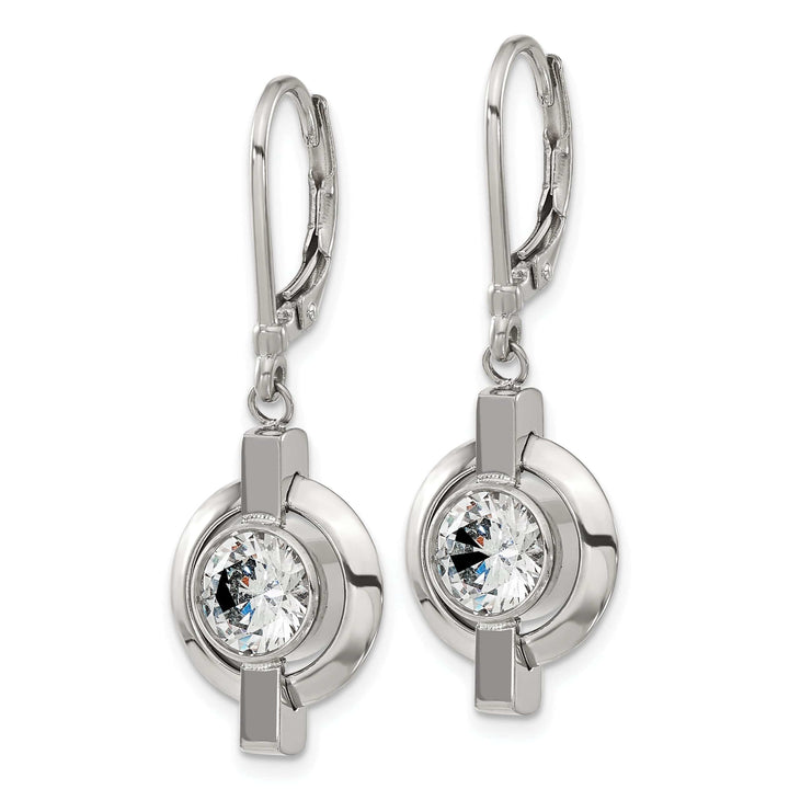 Chisel Earrings Titanium cubic zirconia leverback Earrings